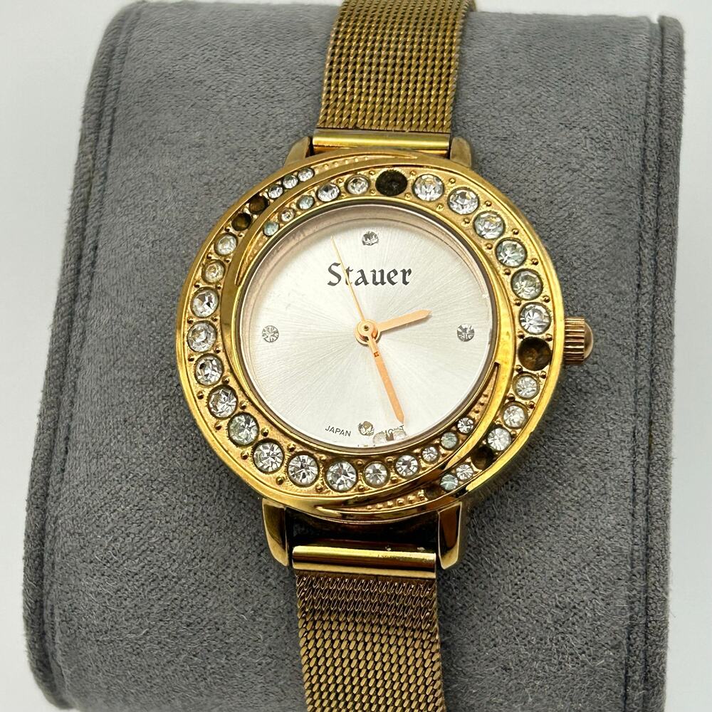 Stauer Gold-tone Swirling Stunner Crystal Bezel Women's Watch Working
